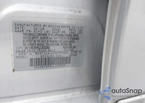 2018 Nissan Sentra Sv from USA, damaged, VIN 3N1AB7AP5JL622202